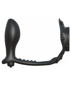 Fantasy C-Ringz Rock Hard Ass-Gasm Vibrating Silicone Cockring With Anal Plug Black