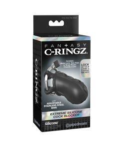 Fantasy C-Ringz Extreme Silicone Cock Blocker Locking Chastity Cage Black