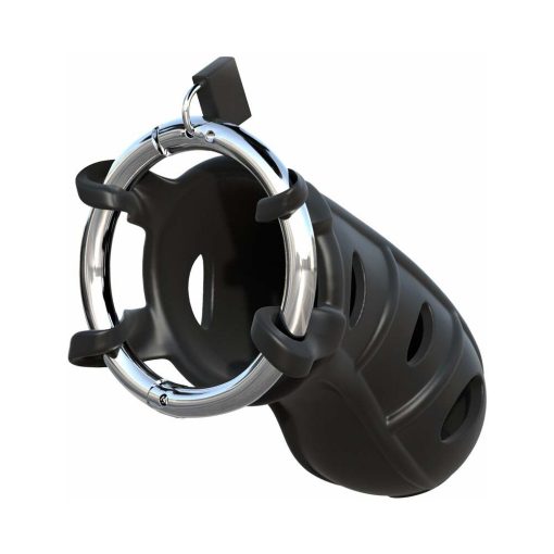 Fantasy C-Ringz Hardcore Silicone Cock Blocker Locking Chastity Cage Black - Image 3