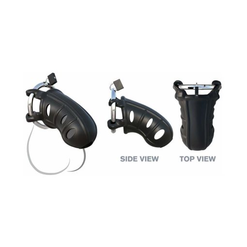 Fantasy C-Ringz Hardcore Silicone Cock Blocker Locking Chastity Cage Black - Image 6