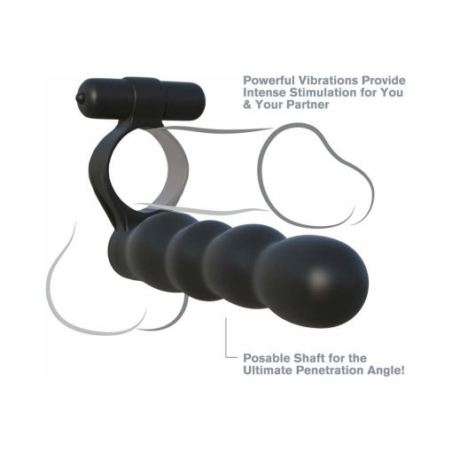 Fantasy C-Ringz Posable Partner Double Penetrator Vibrating Cockring Black - Image 7