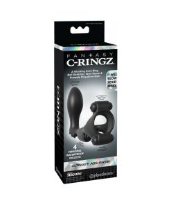 Fantasy C-Ringz Ultimate Ass-Gasm Vibrating Silicone Cockring With Anal Plug Black