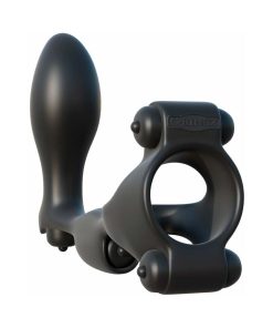 Fantasy C-Ringz Ultimate Ass-Gasm Vibrating Silicone Cockring With Anal Plug Black