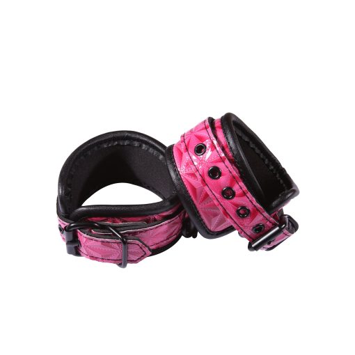 Sinful Vinyl Wrist Cuffs Pink - Image 2