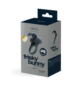 Vedo Frisky Bunny Rechargeable Vibrating Ring - Black Pearl