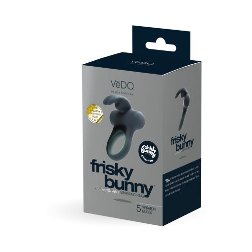 Vedo Frisky Bunny Rechargeable Vibrating Ring - Black Pearl