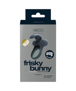 Vedo Frisky Bunny Rechargeable Vibrating Ring - Black Pearl