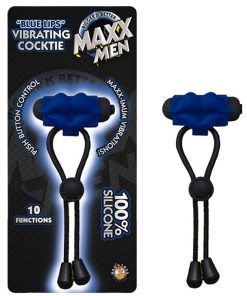 Maxx Men Blue Lips Vibrating Cocktie  Lasso/Bolo 10 Function Waterproof Blue