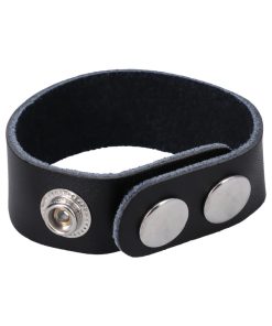 Rock Solid Adjustable Leather 3 Snap Cock Ring (Black)