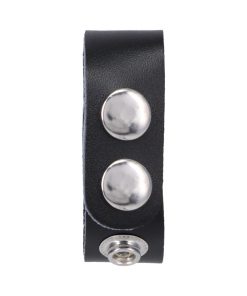 Rock Solid Adjustable Leather 3 Snap Cock Ring (Black)