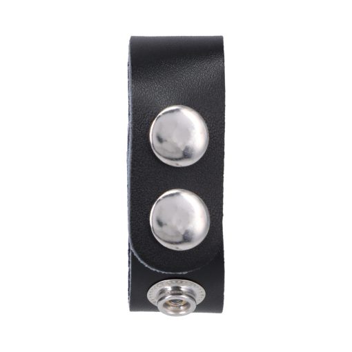 Rock Solid Adjustable Leather 3 Snap Cock Ring (Black) - Image 3