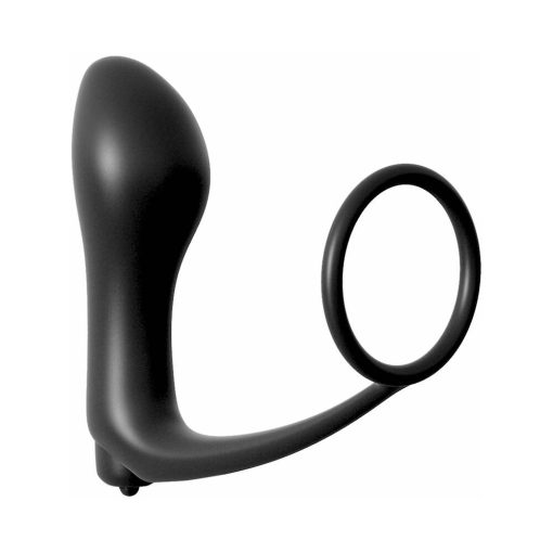 Anal Fantasy Ass-Gasm Silicone Vibrating Cockring & Plug – Black - Image 2