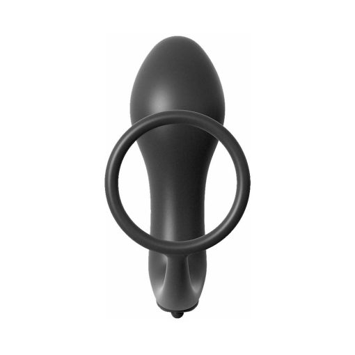 Anal Fantasy Ass-Gasm Silicone Vibrating Cockring & Plug – Black - Image 3