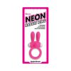 Neon Rabbit Ring Vibrating Silicone Cockring With Ears Pink