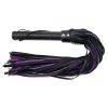 Rouge Flogger W/Leather Handle & Floggers Black/Purple