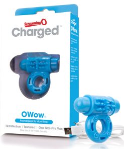 Screaming O Charged Owow Vooom Vibrating Cock Ring - Blue