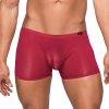 Male Power Seamless Sleek Sleek Short W/Sheer Pouch Wine Large