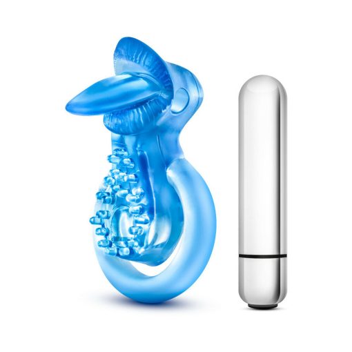 Stay Hard 10 Function Vibrating Tongue Ring Blue - Image 3