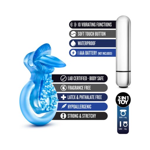 Stay Hard 10 Function Vibrating Tongue Ring Blue - Image 6