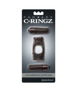 Fantasy C-Ringz Duo-Vibrating Super Ring With Dual Bullets Black
