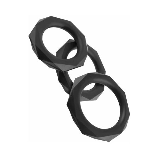 Fantasy C-Ringz Silicone Designer Stamina 3-Piece Cockring Set Black - Image 2