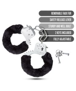 Temptasia Adjustable Faux Fur Cuffs Black