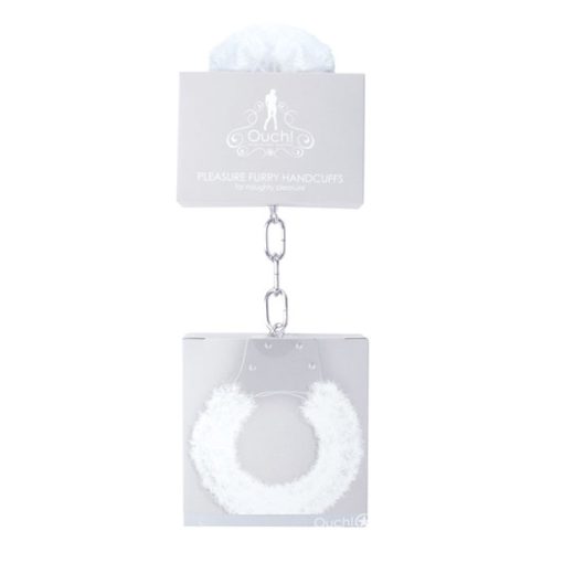 Ouch! Pleasure Furry Handcuffs With Quick-Release White