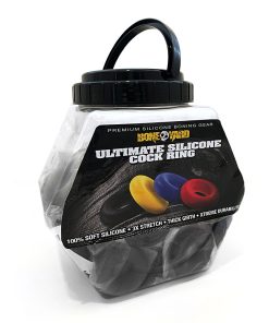 Boneyard Ultimate Silicone Cock Ring Black 50-Piece Fishbowl Display