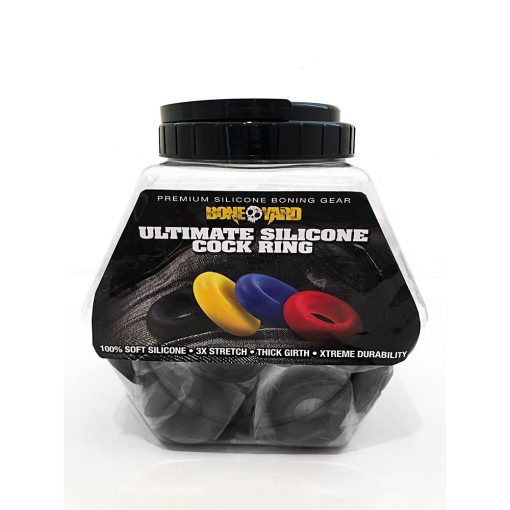 Boneyard Ultimate Silicone Cock Ring Black 50-Piece Fishbowl Display - Image 2