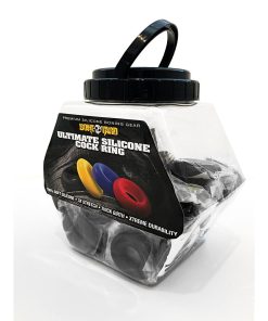 Boneyard Ultimate Silicone Cock Ring Black 50-Piece Fishbowl Display