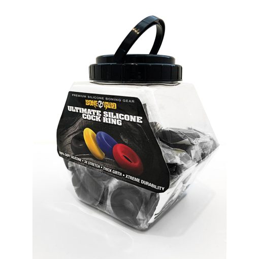 Boneyard Ultimate Silicone Cock Ring Black 50-Piece Fishbowl Display - Image 3
