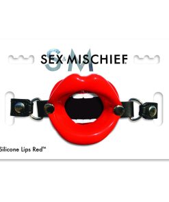 Sportsheets Sex & Mischief Silicone Lips Adjustable Open-Mouth Gag Red