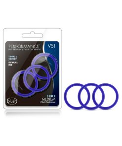 Performance Vs1 Pure Premium Silicone Cockrings 3-Pack Medium Indigo