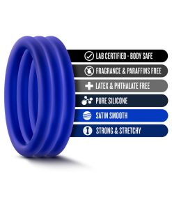 Performance Vs1 Pure Premium Silicone Cockrings 3-Pack Medium Indigo