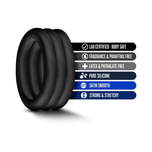 Performance Vs2 Pure Premium Silicone Cockrings 3-Pack Small Black - Image 6