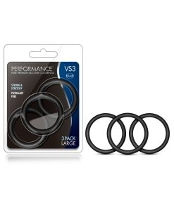 Performance Vs3 Pure Premium Silicone Cockrings 3-Pack Large Black