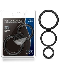 Performance Vs4 Pure Premium Silicone Cockrings 3-Pack Set Black