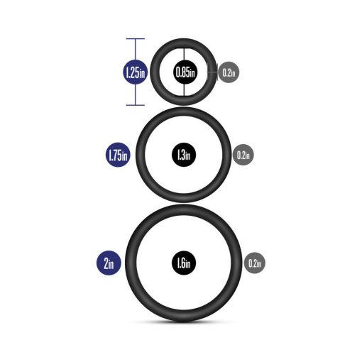 Performance Vs4 Pure Premium Silicone Cockrings 3-Pack Set Black - Image 5