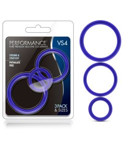 Performance Vs4 Pure Premium Silicone Cockrings 3-Pack Set Indigo