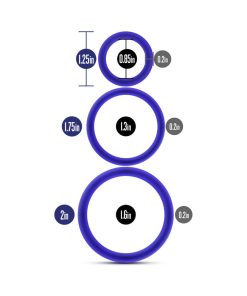 Performance Vs4 Pure Premium Silicone Cockrings 3-Pack Set Indigo