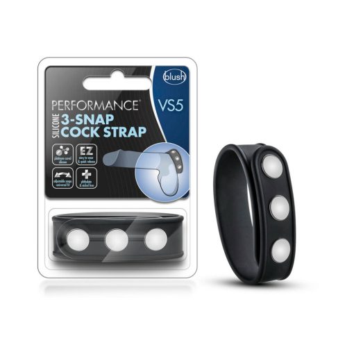 Performance Vs5 Silicone 3-Snap Cock Strap Black