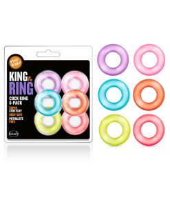 Play With Me King Of The Ring Cockring 6-Pack Assorted Colors