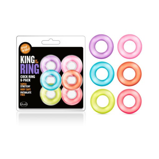 Play With Me King Of The Ring Cockring 6-Pack Assorted Colors