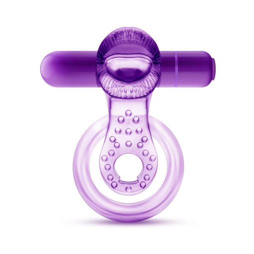 Play With Me Lick It Vibrating Double Strap Cockring Purple - Image 2