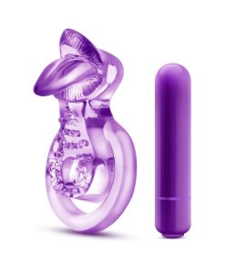 Play With Me Lick It Vibrating Double Strap Cockring Purple