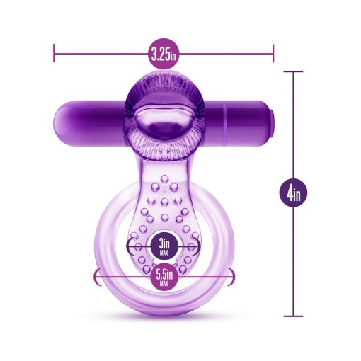 Play With Me Lick It Vibrating Double Strap Cockring Purple - Image 8