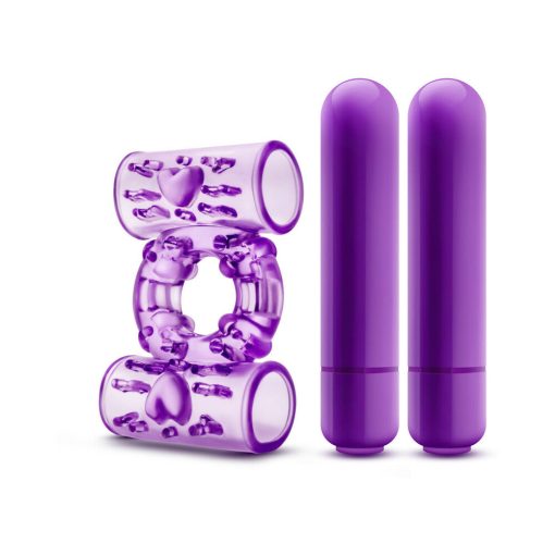 Play With Me Double Play Dual Vibrating Cockring Purple - Image 3