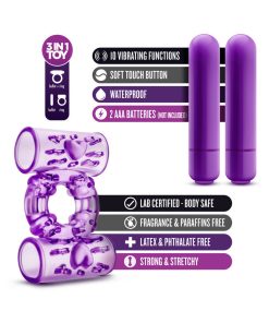Play With Me Double Play Dual Vibrating Cockring Purple