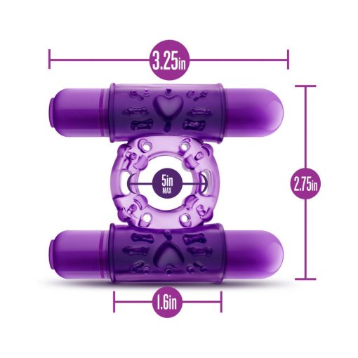 Play With Me Double Play Dual Vibrating Cockring Purple - Image 5