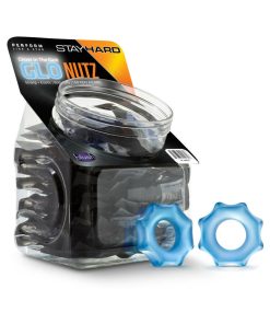 Stay Hard Glo Nutz Cockring 40-Piece Display Fishbowl Blue